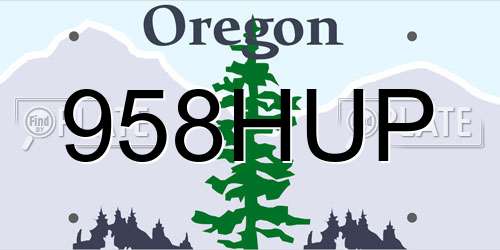 958HUP Oregon License Plate