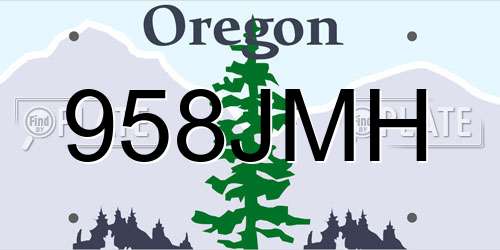 958JMH Oregon License Plate
