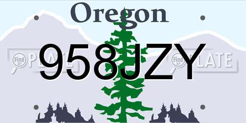 958JZY Oregon License Plate