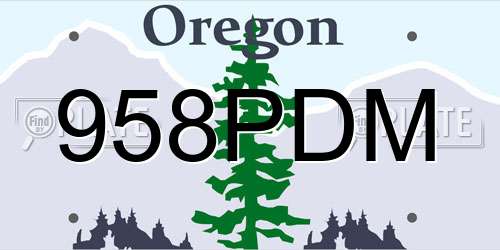 958PDM Oregon License Plate