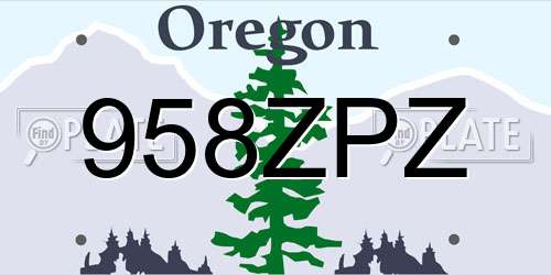 958ZPZ Oregon License Plate