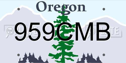 959CMB Oregon License Plate