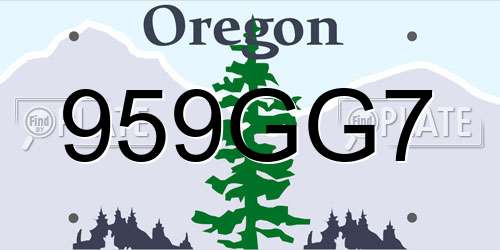 959GG7 Oregon License Plate