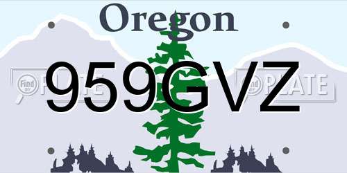 959GVZ Oregon License Plate