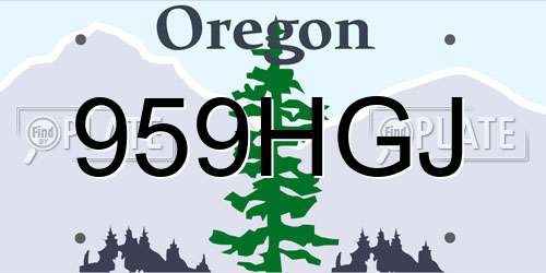 959HGJ Oregon License Plate