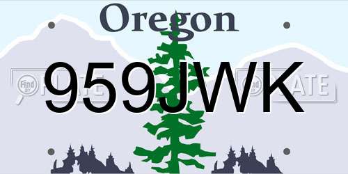 959JWK Oregon License Plate