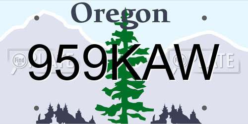 959KAW Oregon License Plate