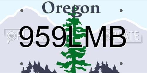 959LMB Oregon License Plate