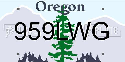959LWG Oregon License Plate