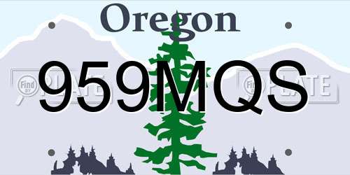 959MQS Oregon License Plate