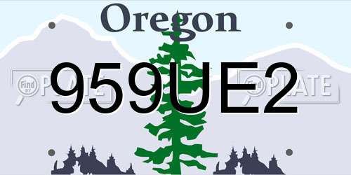 959UE2 Oregon License Plate