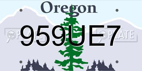 959UE7 Oregon License Plate