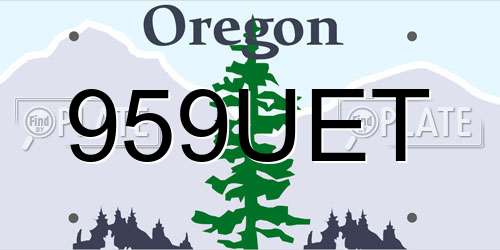 959UET Oregon License Plate