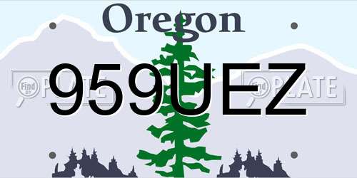 959UEZ Oregon License Plate