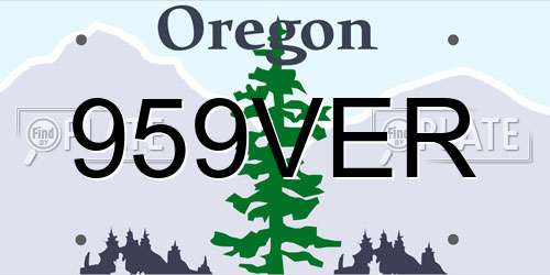 959VER Oregon License Plate