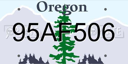 95AF506 Oregon License Plate