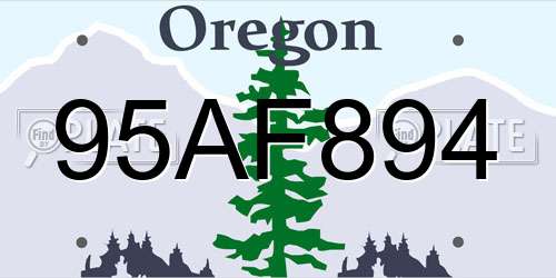 95AF894 Oregon License Plate