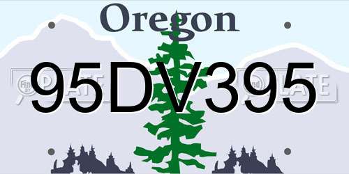 95DV395 Oregon License Plate