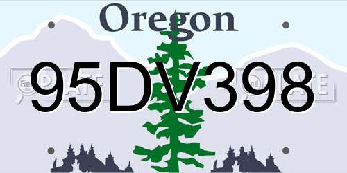 95DV398 Oregon License Plate