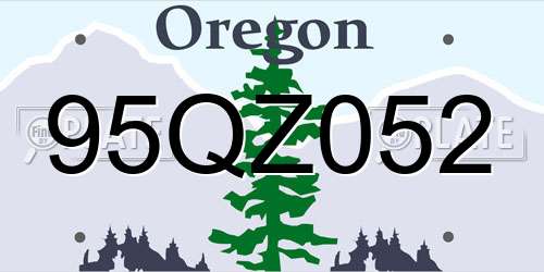 95QZ052 Oregon License Plate