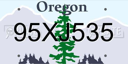 95XJ535 Oregon License Plate