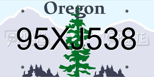 95XJ538 Oregon License Plate