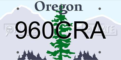960CRA Oregon License Plate