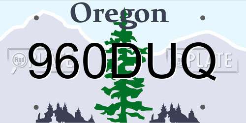 960DUQ Oregon License Plate