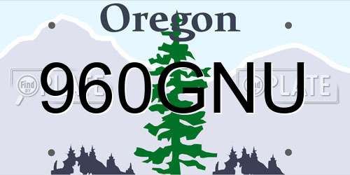 960GNU Oregon License Plate