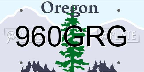 960GRG Oregon License Plate