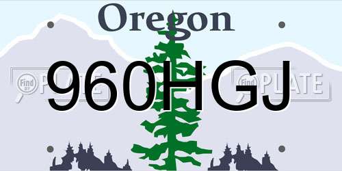 960HGJ Oregon License Plate