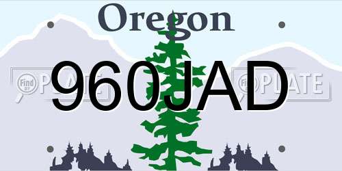 960JAD Oregon License Plate