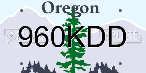 960KDD Oregon License Plate