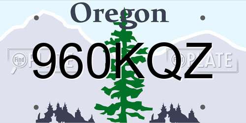 960KQZ Oregon License Plate