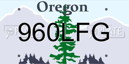 960LFG Oregon License Plate
