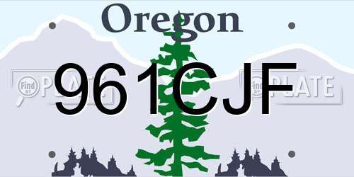 961CJF Oregon License Plate