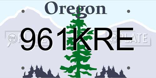 961KRE Oregon License Plate