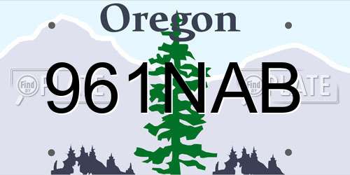 961NAB Oregon License Plate