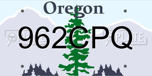 962CPQ Oregon License Plate