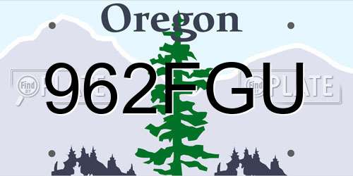 962FGU Oregon License Plate