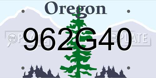 962G40 Oregon License Plate