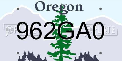 962GA0 Oregon License Plate