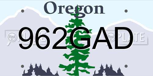 962GAD Oregon License Plate