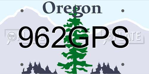 962GPS Oregon License Plate