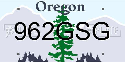 962GSG Oregon License Plate