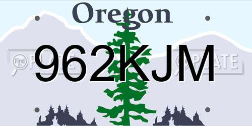 962KJM Oregon License Plate