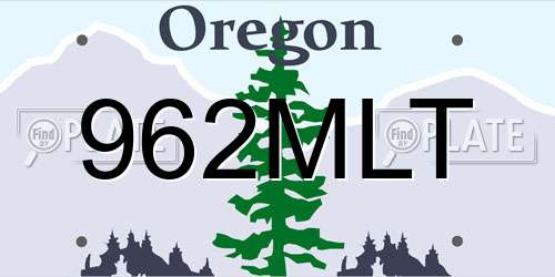 962MLT Oregon License Plate