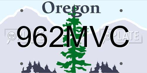 962MVC Oregon License Plate
