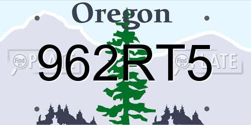 962RT5 Oregon License Plate
