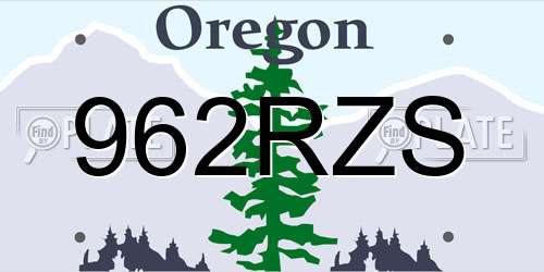 962RZS Oregon License Plate